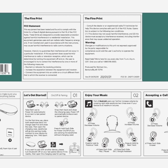 UNUSED ONN TRUE WIRELESS BLUETOOTH EARPHONES & CHARGER REG $35 ONLY $19 OR $15 - Picture 6 of 11